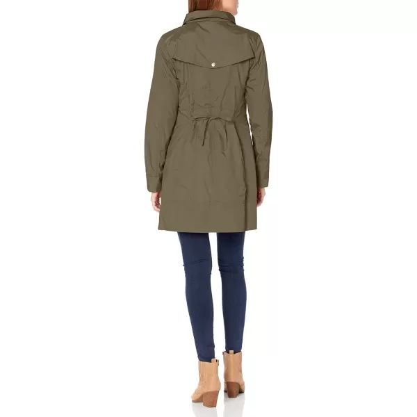 Cole Haan Womens Packable Hooded Rain Jacket with BowOlive