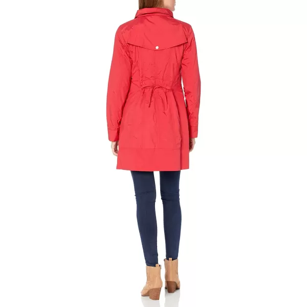 Cole Haan Womens Packable Hooded Rain Jacket with BowRed