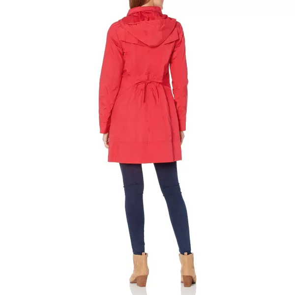 Cole Haan Womens Packable Hooded Rain Jacket with BowRed