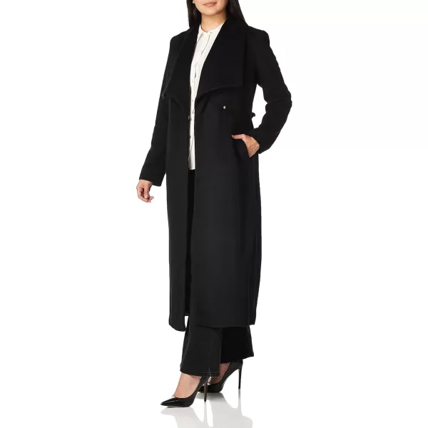 Cole Haan Womens Slick Wool Wrap CoatBlack