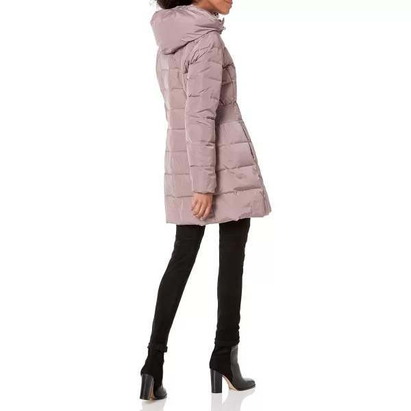 Cole Haan Womens Taffeta Down Coat with Bib Front and Dramatic HoodMauve