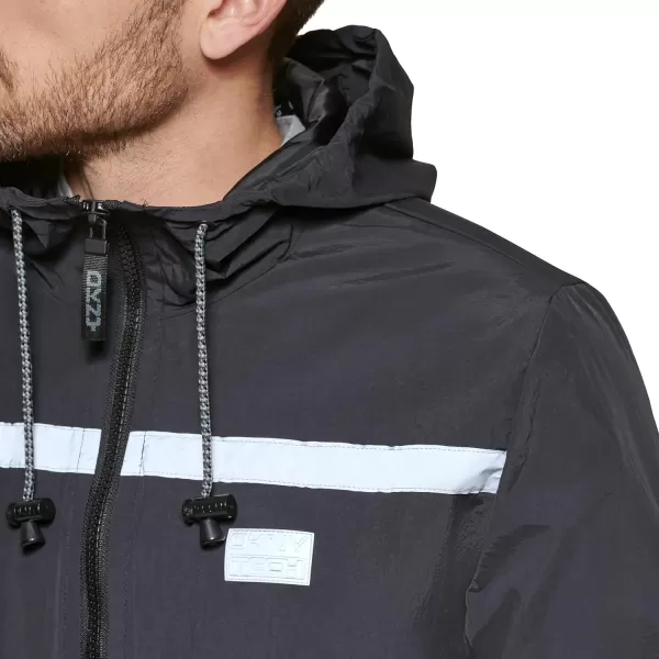 DKNY Mens Active Reflective Colorblock WindbreakerBlack