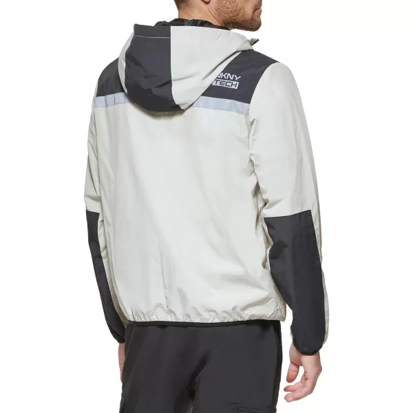 DKNY Mens Active Reflective Colorblock WindbreakerIce