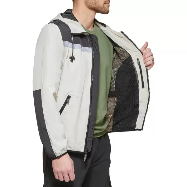 DKNY Mens Active Reflective Colorblock WindbreakerIce