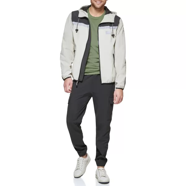 DKNY Mens Active Reflective Colorblock WindbreakerIce