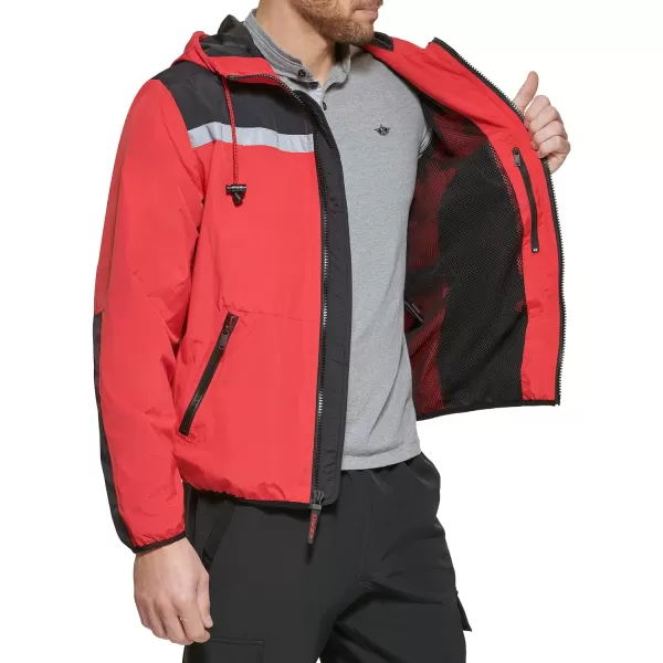 DKNY Mens Active Reflective Colorblock WindbreakerRed