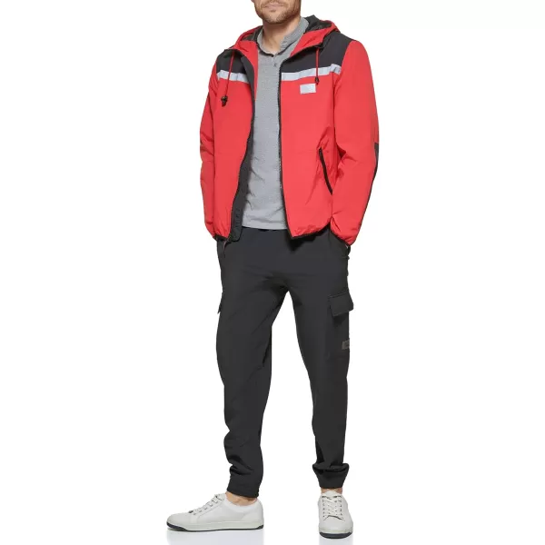 DKNY Mens Active Reflective Colorblock WindbreakerRed