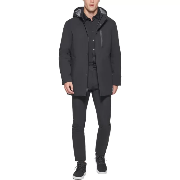 DKNY Mens All Mans Stretch Poly TrenchBlack