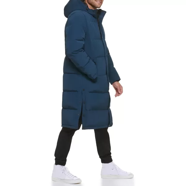 DKNY Mens Arctic Cloth Hooded Extra Long Parka JacketBlue Steel