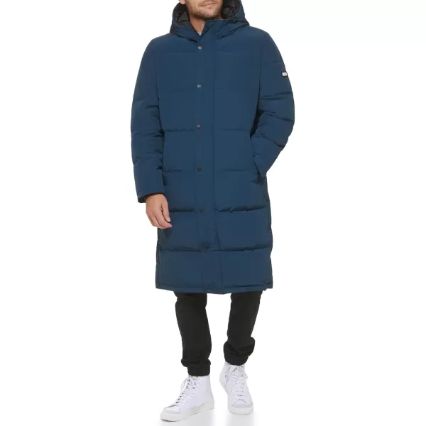 DKNY Mens Arctic Cloth Hooded Extra Long Parka JacketBlue Steel