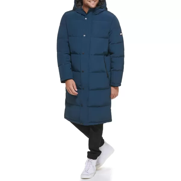 DKNY Mens Arctic Cloth Hooded Extra Long Parka JacketBlue Steel