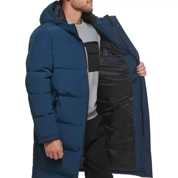 DKNY Mens Arctic Cloth Hooded Extra Long Parka JacketBlue Steel