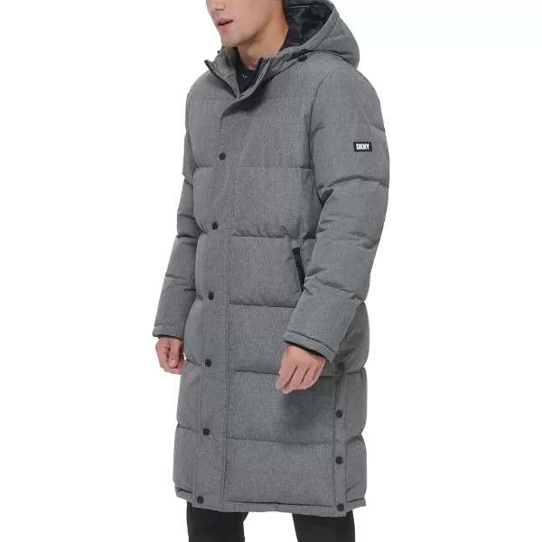 DKNY Mens Arctic Cloth Hooded Extra Long Parka JacketHeather Grey