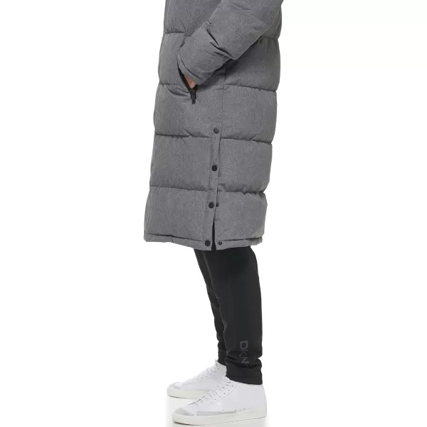 DKNY Mens Arctic Cloth Hooded Extra Long Parka JacketHeather Grey