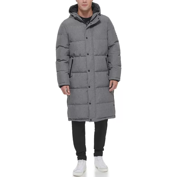 DKNY Mens Arctic Cloth Hooded Extra Long Parka JacketHeather Grey