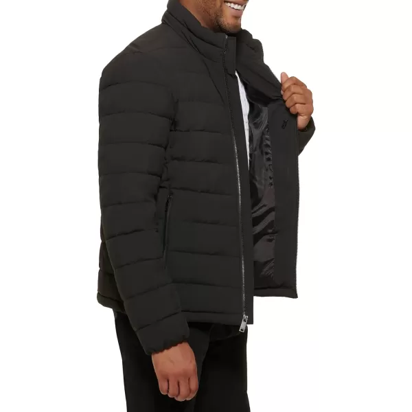 DKNY Mens Jon Quilted Stand Collar Puffer JacketBlack