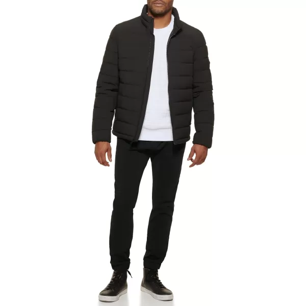 DKNY Mens Jon Quilted Stand Collar Puffer JacketBlack