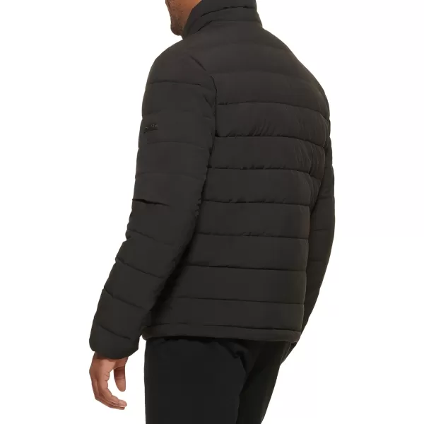 DKNY Mens Jon Quilted Stand Collar Puffer JacketBlack