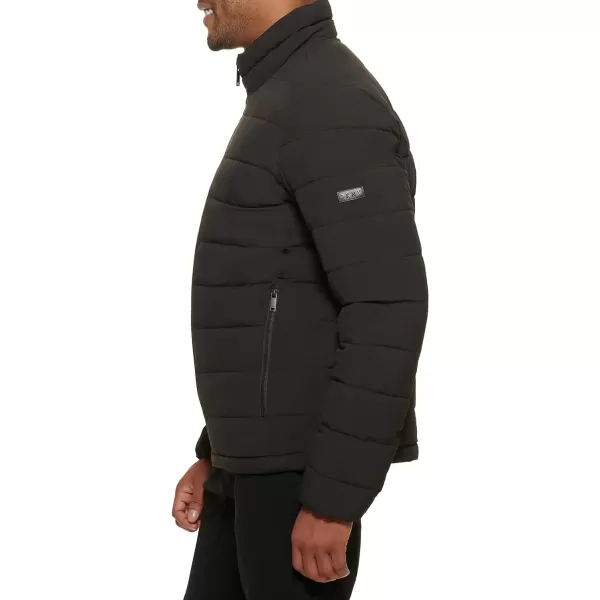 DKNY Mens Jon Quilted Stand Collar Puffer JacketBlack