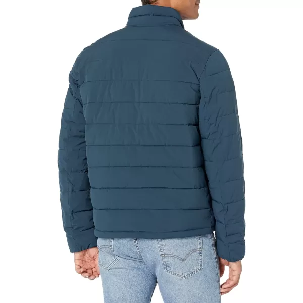 DKNY Mens Jon Quilted Stand Collar Puffer JacketBlue Steel