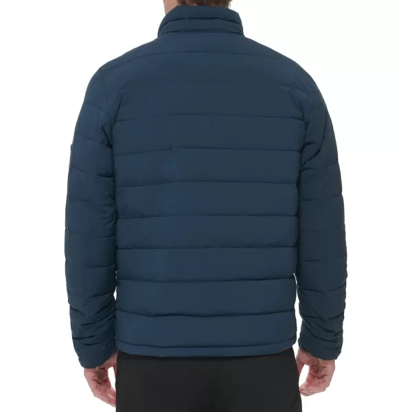 DKNY Mens Jon Quilted Stand Collar Puffer JacketBlue Steel