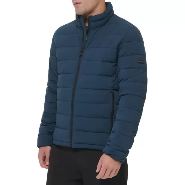 DKNY Mens Jon Quilted Stand Collar Puffer JacketBlue Steel