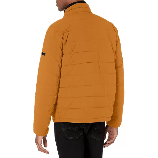 DKNY Mens Jon Quilted Stand Collar Puffer JacketGold