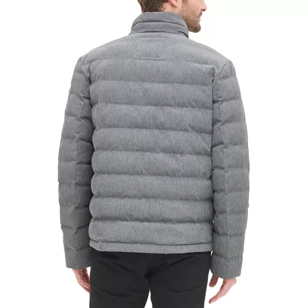 DKNY Mens Jon Quilted Stand Collar Puffer JacketHeather Grey