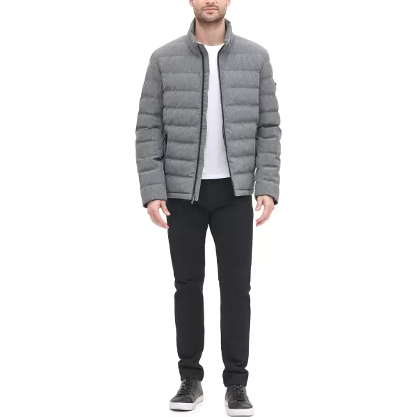 DKNY Mens Jon Quilted Stand Collar Puffer JacketHeather Grey