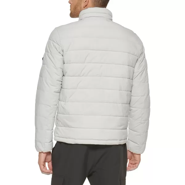 DKNY Mens Jon Quilted Stand Collar Puffer JacketIce