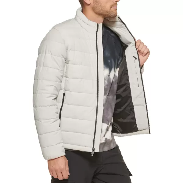 DKNY Mens Jon Quilted Stand Collar Puffer JacketIce