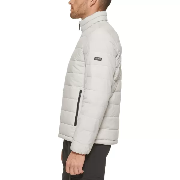 DKNY Mens Jon Quilted Stand Collar Puffer JacketIce