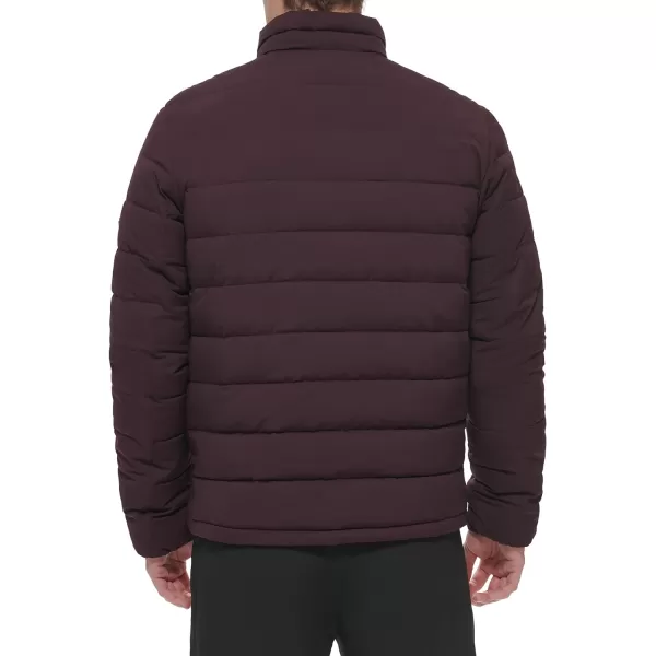 DKNY Mens Jon Quilted Stand Collar Puffer JacketOxblood