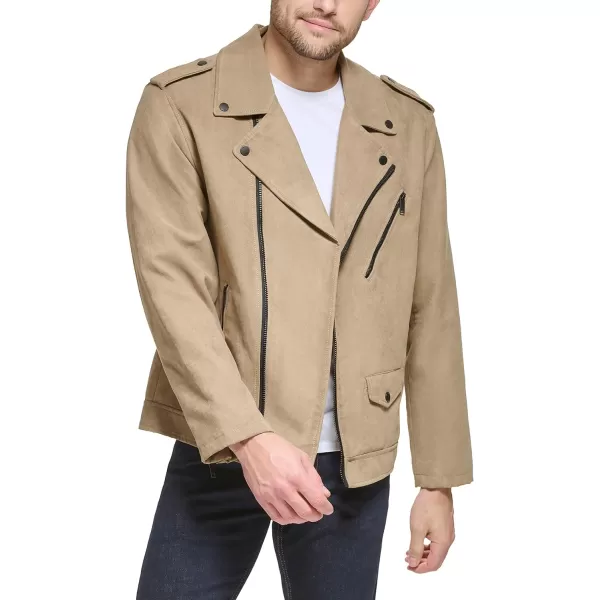 DKNY Mens Modern Motorcycle JacketKhaki