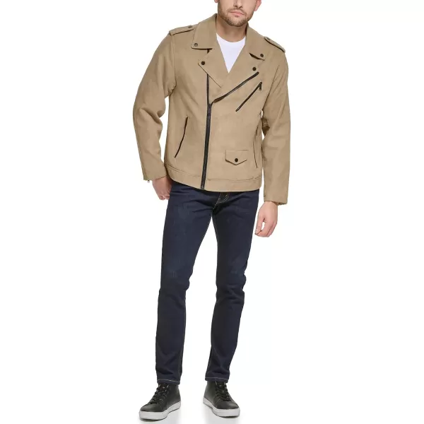 DKNY Mens Modern Motorcycle JacketKhaki