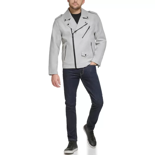 DKNY Mens Modern Motorcycle JacketLight Grey
