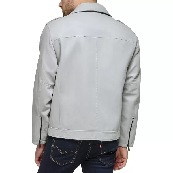 DKNY Mens Modern Motorcycle JacketLight Grey