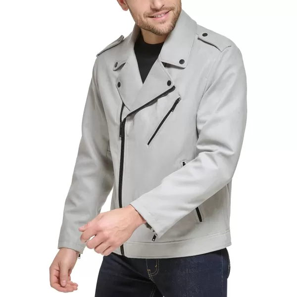 DKNY Mens Modern Motorcycle JacketLight Grey