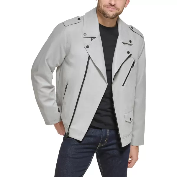DKNY Mens Modern Motorcycle JacketLight Grey