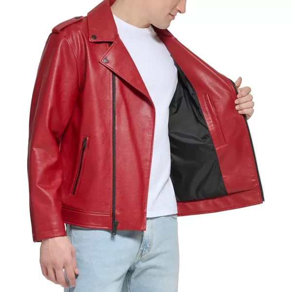 DKNY Mens Modern Motorcycle JacketRed