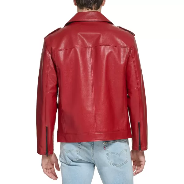 DKNY Mens Modern Motorcycle JacketRed