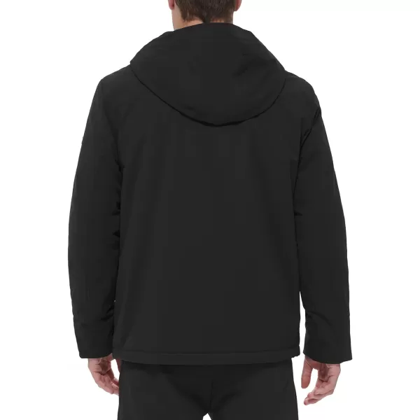 DKNY Mens Performance Tech Hooded Modern Storm CoatBlack