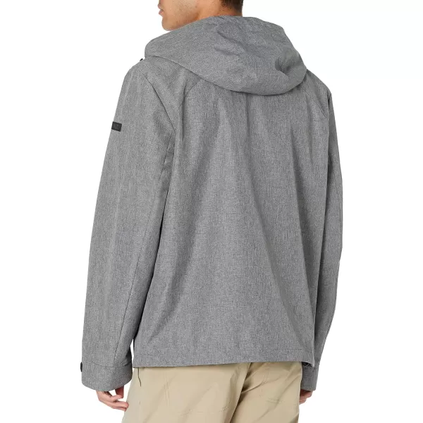 DKNY Mens Performance Tech Hooded Modern Storm CoatClassic Heather Grey