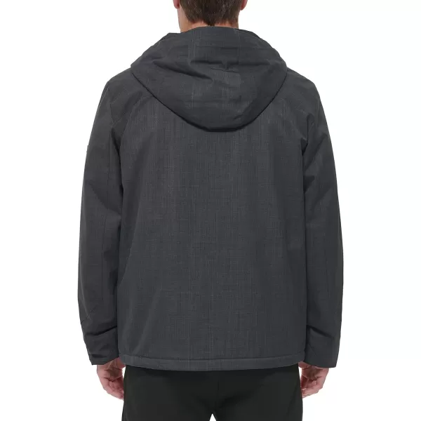 DKNY Mens Performance Tech Hooded Modern Storm CoatHeather Grey