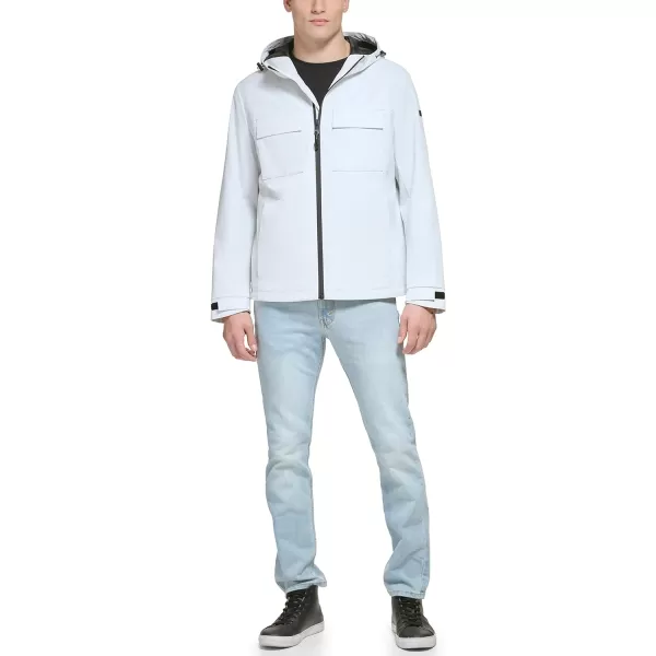 DKNY Mens Performance Tech Hooded Modern Storm CoatIce