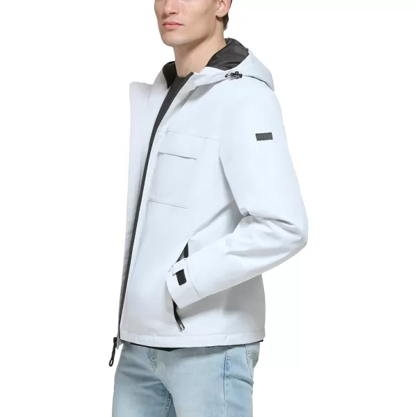 DKNY Mens Performance Tech Hooded Modern Storm CoatIce