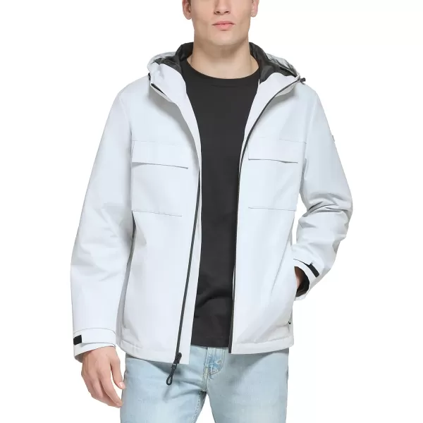 DKNY Mens Performance Tech Hooded Modern Storm CoatIce