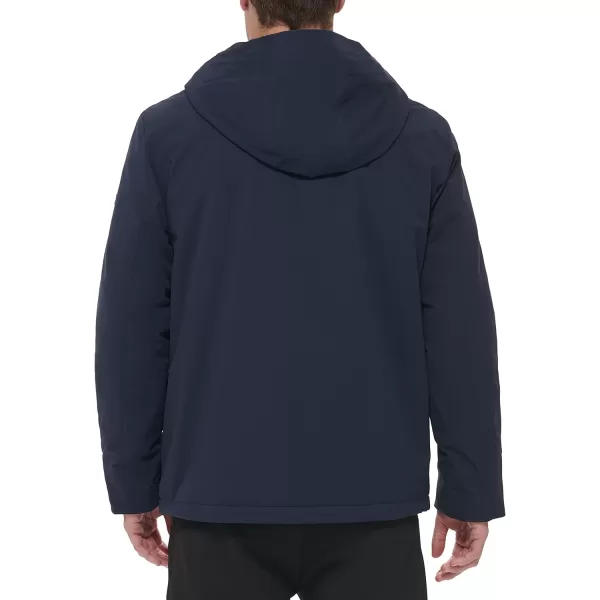 DKNY Mens Performance Tech Hooded Modern Storm CoatNavy