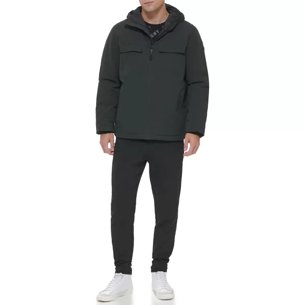 DKNY Mens Performance Tech Hooded Modern Storm CoatOlive