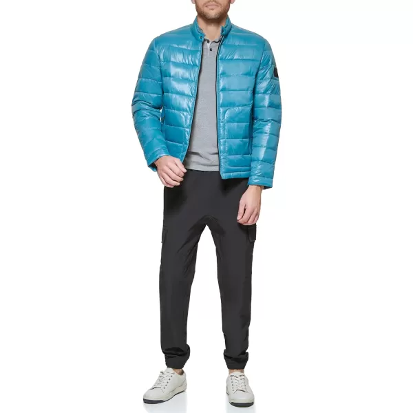 DKNY Mens Perlized Lightweight Quilted Puffer JacketBlue